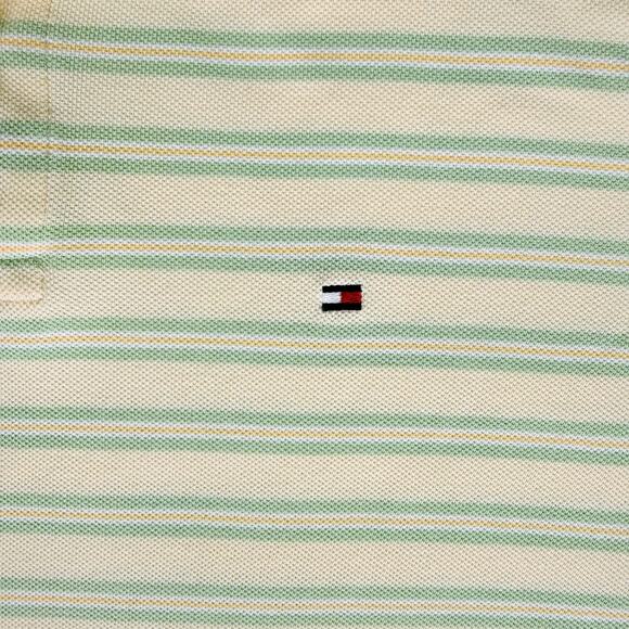 Tommy Hilfiger Short Sleeve Yellow with Green Stripes Pullover Polo XL Golf - Picture 7 of 7